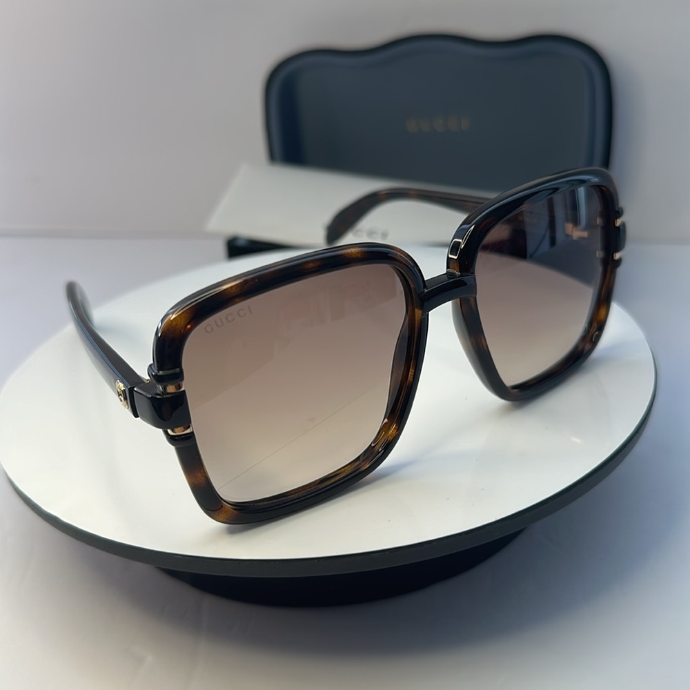 New Authentic Gucci GG1066S 002 59 Havana Sunglasses